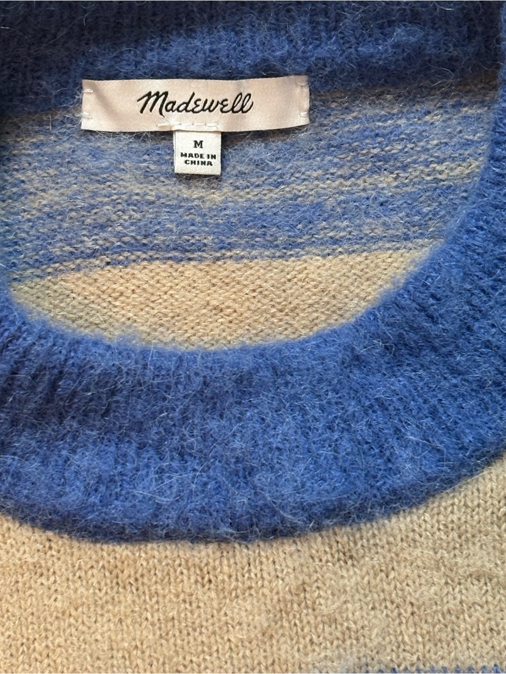 Madewell Do Well Space-Dyed Otis Alpaca Wool Striped Sweater Blue Tan Size M - Picture 5 of 6